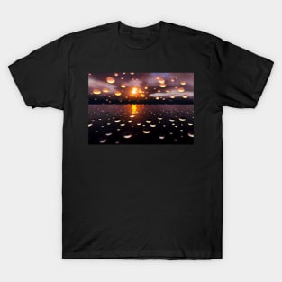 Sunset Lake Raindrops At The Break Of Sunset T-Shirt